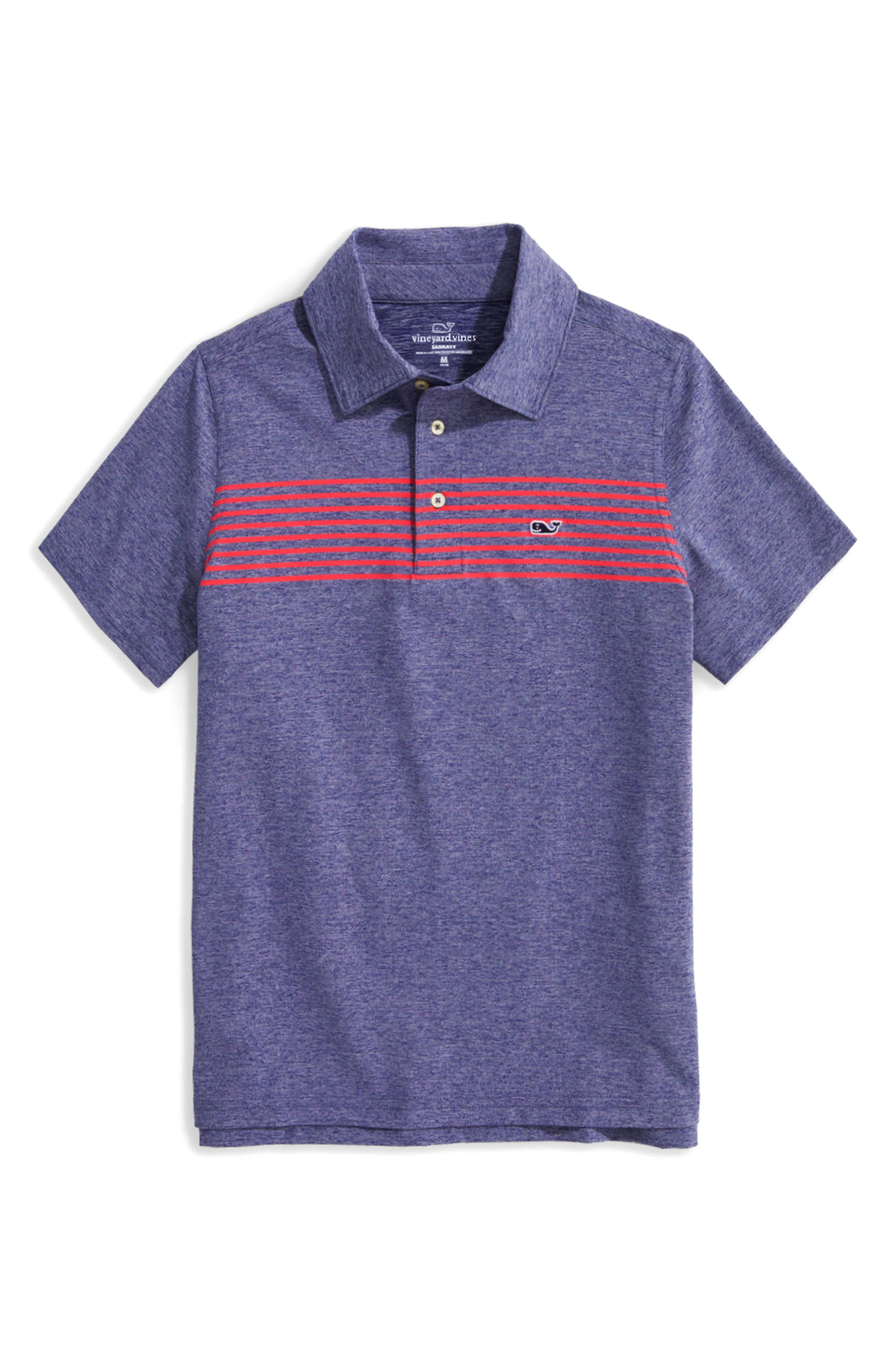 Little Boys colorful Striped Short Sleeve Polo Shirt Navy Blue Green 3T 